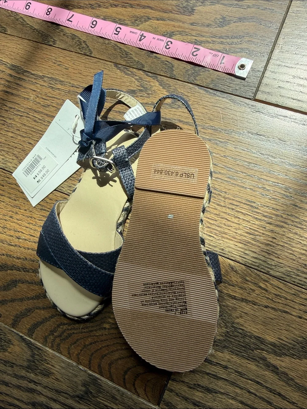 Janie and Jack Navy Braided Espadrille Tie Sandals